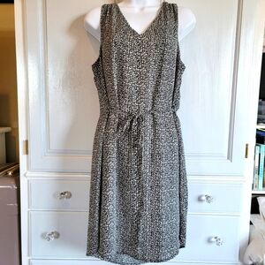 VERSE Made In USA Sleeveless Waist Tie Black Cream Lined Dress Size M